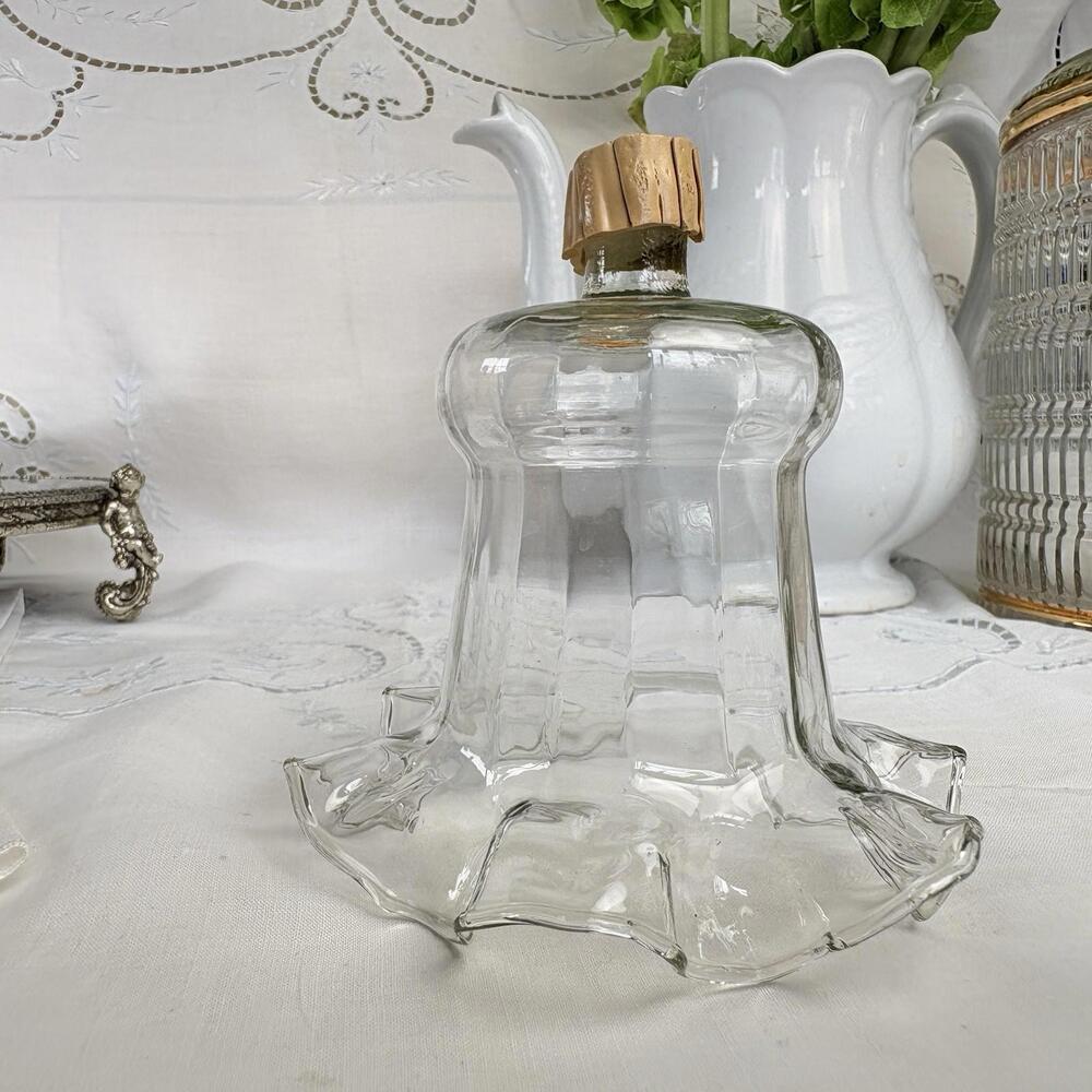 Fluted Candle Holder Glass Sconce‎ With Grommet Vintage Clear Glass 4”